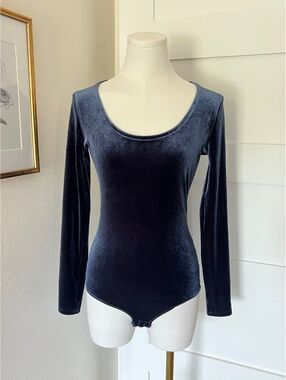 J.Crew Mercantile Blue Velvet Long Sleeve Bodysuit